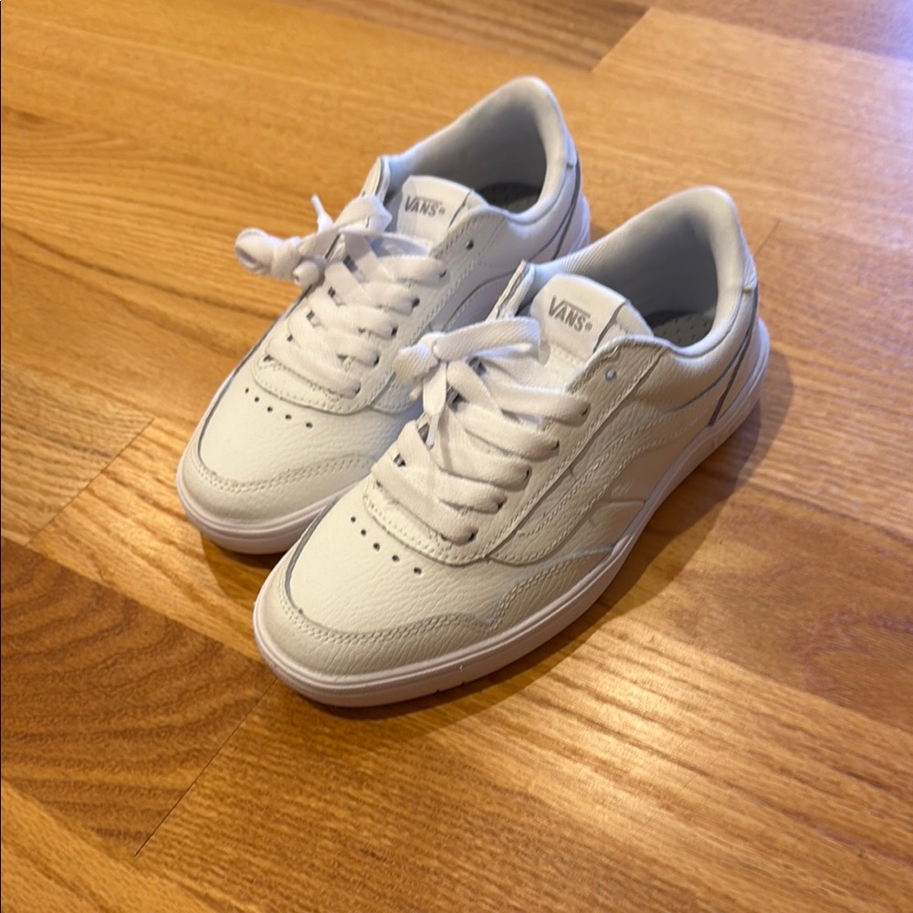 Vans All-White Leather Sneakers